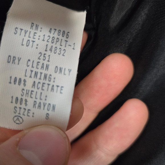 80s Vintage Black Double Breasted Deadstock Oleg Cassini Cropped Blazer Size 8 - Picture 8 of 11